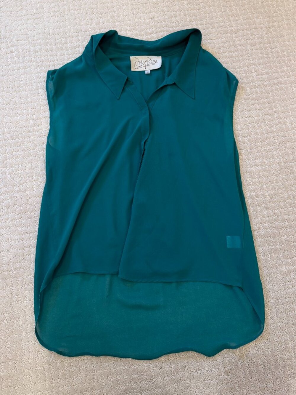Rory Beca sleeveless chiffon blouse in a gorgeous jewel-tone teal color